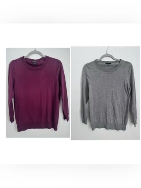2️⃣ J. Crew Crewneck Sweaters in Plum and Gray Merino Wool